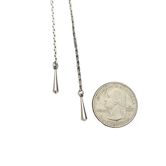 Silver Tone Lariat Genuine Pearl Slider Flower Pendant Necklace L313 - Picture 4 of 5